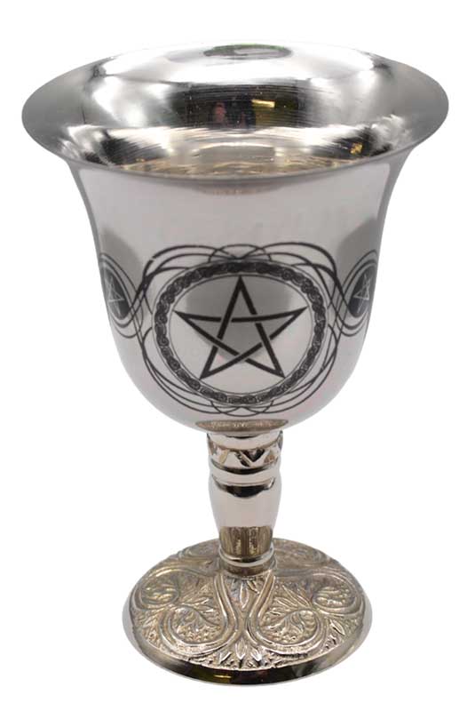 Chalices: 4 3/4" Pentagram chalice stainless steel