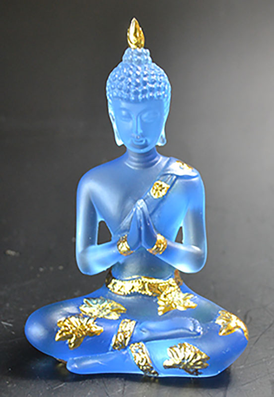 Statues: 4 1/2" Buddha Blue/Gold