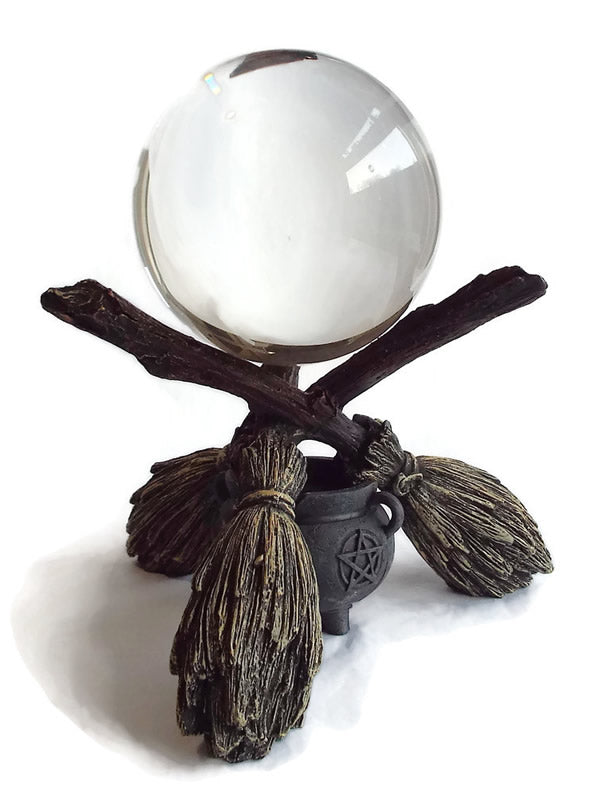 Crystals: 100mm Clear gazing ball with Broom Stand