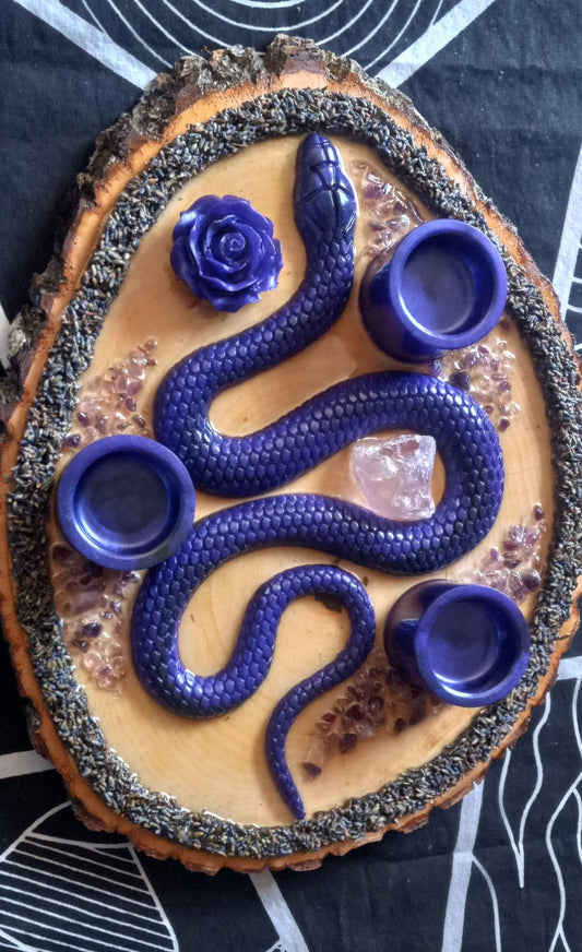 Candle Holder Snake Tea Light Candle Holder with Amethyst Crystals