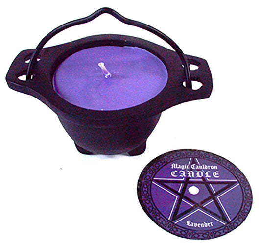 Candles: Lavender candle in cauldron