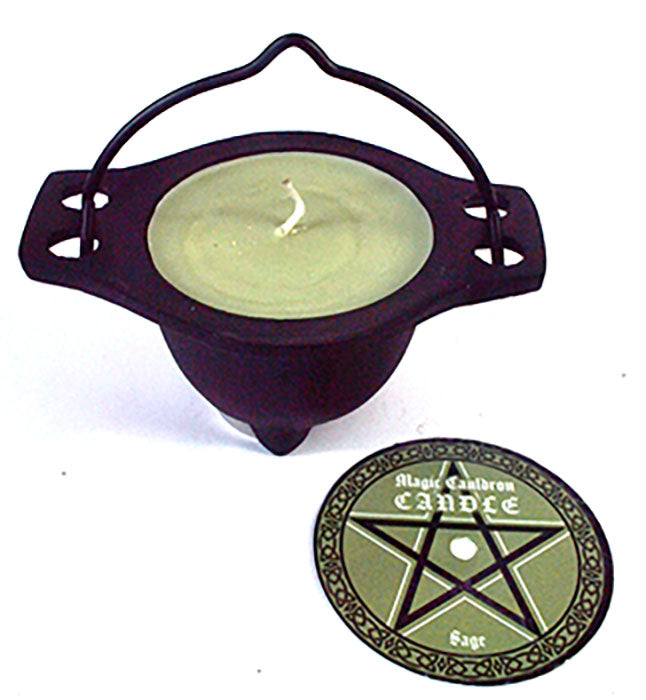 Candles: Sage candle in cauldron