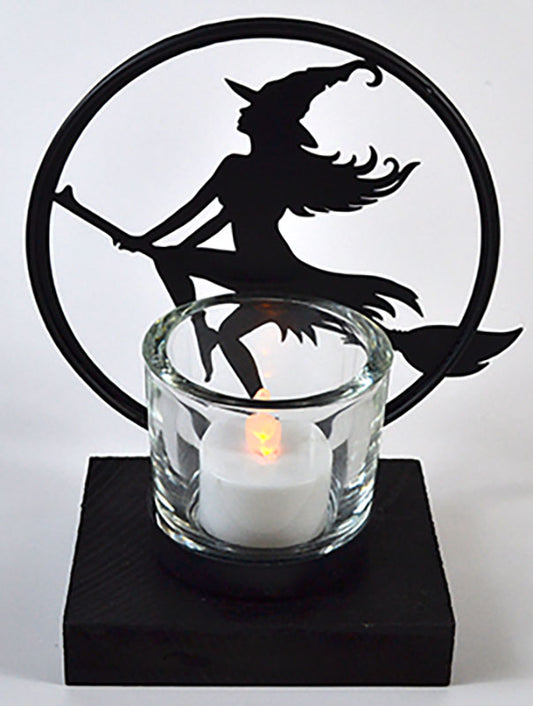 Tealight holder Witch by Moonlight 6"