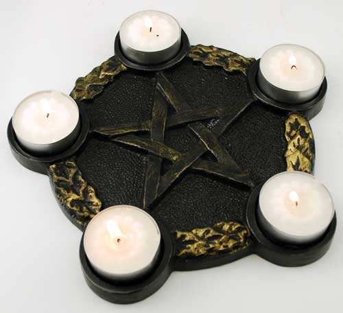 Candle Holders: Pentagram Candle Holder altar plate