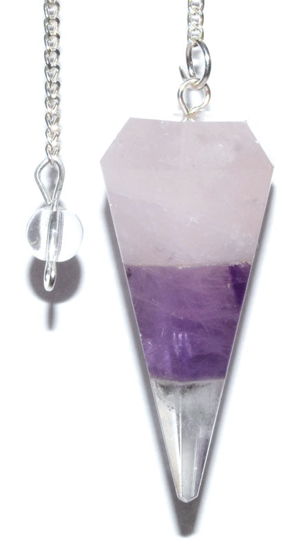 Pendulum 6-sided Amethyst & Rose Quartz