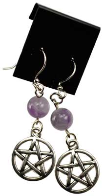 Witchy Jewelry Amethyst Pentagram Earrings