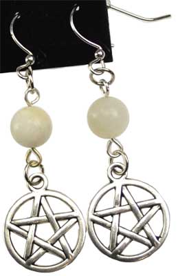 Witchy Jewelry Moonstone Pentagram Earrings