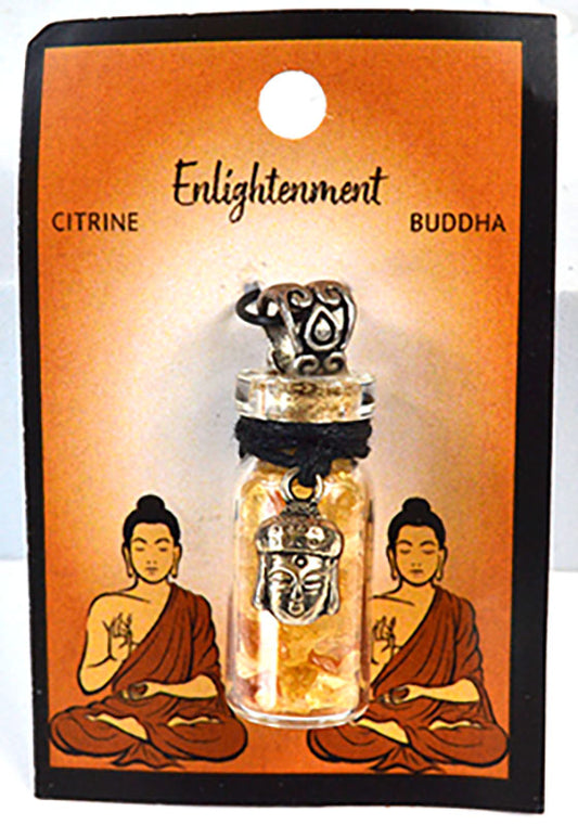 Witchy Jewelry Citrine Chips in Bottle with Buddha necklace