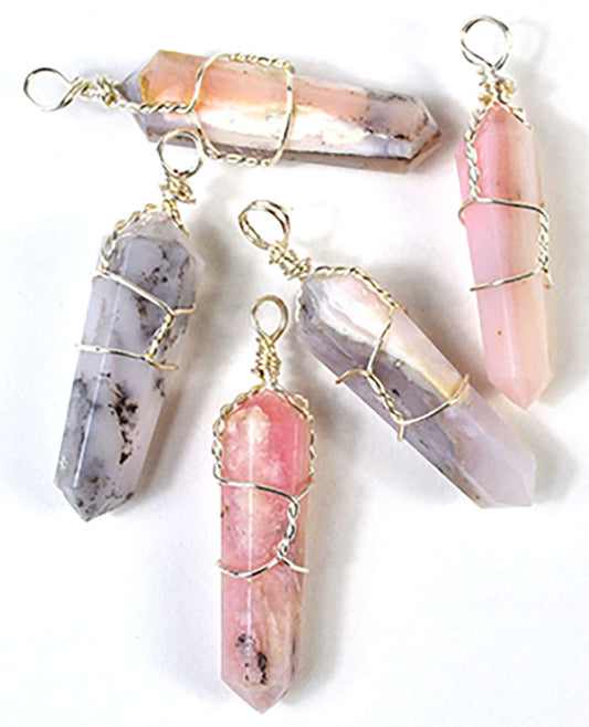 Witchy Jewelry Pink Opal wire wrapped point (set of 5)