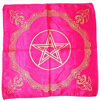 Altar cloth Pink Goddess of Earth Pentagram 21" x 21"