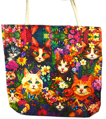 Tote Bags Cat/ Flowers tote bag