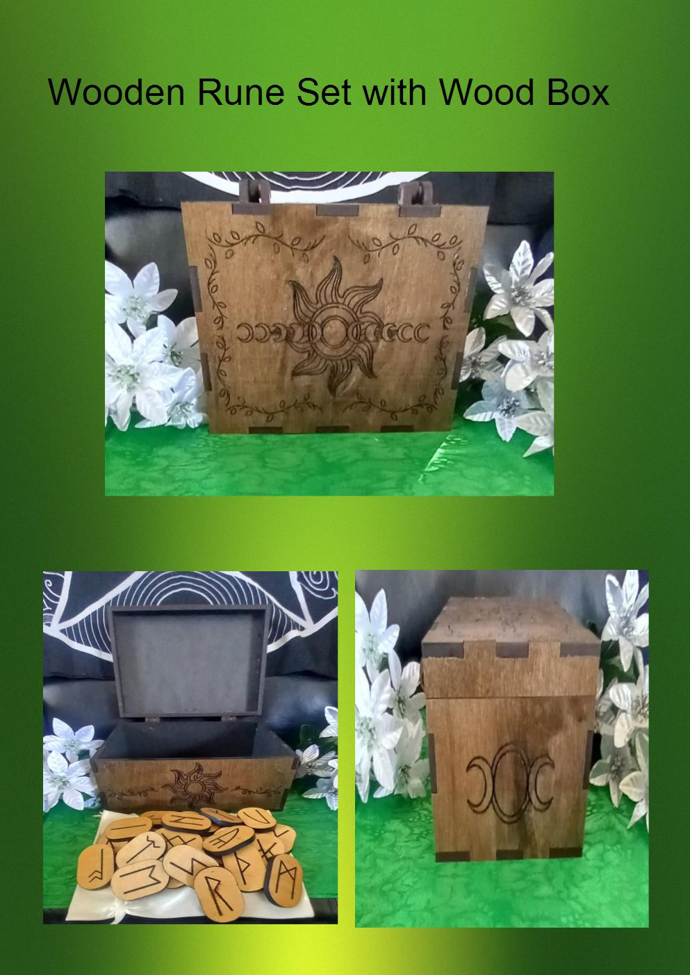 Rune sets Wooden Rune Set with Wooden Engraved Box